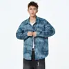Camisa de Manga Longa Workwear Americano Masculina Primavera e Outono 2025 Nova Tendência Tie-Dye Retrô Camisa para Meninos Jaqueta Fina