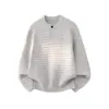 2026 Novo Modelo Comércio Transfronteiriço Casual Suéter de Manga Longa Listrado Gola Redonda Cor Sólida Malha Masculina Slim Fit Roupa Exterior