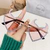 Gafas de Sol Nuevas de Amor Europeas y Americanas para Mujer con Diamantes Borde de Demonio Sin Marco Recortado Gafas de Metal para Fiesta Viaje Hombres