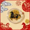 Oro Puro 999 Caballo del Zodiaco Estilo Chino Imán de Metal Personalizado para Refrigerador Pegatina para Teléfono Pegatinas de Dibujos Animados Manualidades