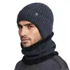 Conjunto de Chapéu e Cachecol Transfronteiriço para Homens, Chapéu de Tricô com Forro de Lã Espesso para Proteger as Orelhas para Pessoas de Meia-Idade e Idosos, Chapéu de Lã à Prova de Vento