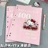 Caderno A4 Linha Hello Kitty 55g 200 Páginas Alta Qualidade Preparação para Provas Estudante Rascunho Linha Extra Grosso