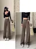 Calça de Terno 2024 Feminina de Alta Qualidade Caída Primavera e Outono Nova Elegante Cintura Alta Reta Casual Estreita Perna Larga