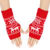 Guantes navideños de invierno transfronterizos, guantes de lana, guantes cálidos de ciervo tejidos de medio dedo, guantes de mujer resistentes al frío para las vacaciones.