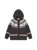 Cárdigan con Capucha y Botones de Madera Estilo Fair Isle para Mujer y Hombre, Nuevo Estilo Otoño e Invierno, Holgado Relajado, Engrosado con Cuello de Piel, Chaqueta de Punto