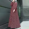 Nuevo Vestido de Verano Bohemio Retro Estampado de Manga Larga y Cuello Redondo en Stock
