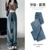 Calça Jeans Reta de Veludo Preto para Mulheres Outono e Inverno 2025 Nova Cintura Alta Cobre o Quadril Espessada Quente Skinny Perna Larga