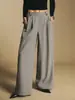 Pantalones de mujer de corte A, cintura alta, pierna ancha, con caída, sencillos y versátiles, estilo americano, adelgazantes, lujo ligero, pantalones casuales holgados