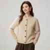 Nueva colección de otoño e invierno: Cárdigan de punto de cachemira para mujer, corte holgado, adelgazante, suave y cómodo, cuello redondo, suéter de punto trenzado