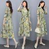 Vestido de algodão imitação floral feminino verão 2025 moda nova saia emagrecedora estilo coreano comprimento médio saia tamanho grande