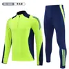 Traje de Uniforme de Fútbol de Manga Larga para Adulto Chaqueta Deportiva con Media Cremallera Mismo Estilo para Hombres y Mujeres Ropa Impresa para Entrenamiento al Aire Libre de Otoño e Invierno