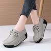 Zapatos para Madre de Mediana Edad y Anciana Talla Grande Cómodos Zapatos Mecedoras Mujer Suela Gruesa Zapatos Pequeños de Cuero Zapatos de Cuña Zapatos de Una Sola Capa Mujer Zapatos Lenteja Caracol Mujer