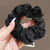 Scrunchie de rede colorido e oversized com alta elasticidade e alto apelo estético, acessório de cabelo multicamadas estilo francês