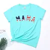 Spot 2023 Nuevo Amazon Día de la Independencia Bandera Americana MAMA Estampado Camiseta Casual de Manga Corta con Cuello Redondo para Mujer