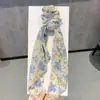 2025 Nuevo Scrunchie Floral Retro Estilo Coreano Goma para el Pelo Pañuelo de Seda Cuerda para el Cabello Diadema Banda Elástica para Mujer