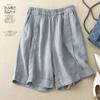 Shorts de Algodón para Mujer, Estilo Verano Delgado, Pantalones Anchos de Cintura Alta Elástica, Nuevos Shorts Casuales Holgados de Línea A de Longitud Media