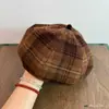 Boina para mujer, sombrero de pintor a cuadros para otoño e invierno, estilo retro francés universitario, sombrero británico, moderno, adelgazante, rejuvenecedor, versátil