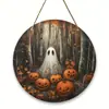 Amazon Mais Vendido Halloween Caveira Fantasma Teia de Aranha Placa de Porta de Madeira Pingente de Decoração de Casa de Madeira Impressão
