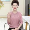 Ropa para mujeres de mediana edad y ancianas suéter de otoño e invierno para madre nuevo suéter moda para mujeres de mediana edad camisa básica top de manga larga