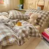 Conjunto de Cuatro Piezas de Algodón Puro con Corazones Girly Clase A Funda Nórdica de Dibujos Animados de Algodón Puro Ropa de Cama Nantong Juego de Tres Piezas para Dormitorio Sábana de Cama 4