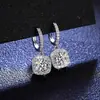 Pendientes Brillantes de Moissanita, Pendientes de Zirconia Cuadrados, Modernos y Elegantes, Pendientes de Aro de Lujo Ligero y de Gama Alta