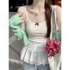 Diseño de Costuras de Encaje Dobladillo Chaleco Sling para Mujer Verano Camiseta Base Apilada Reductor de Edad Top sin Mangas Antideslizante