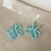 Pendientes de Flores Azules Frescas con Lazo y Cuentas de Cristal para Mujer, Pendientes Dulces y Delicados de Moda Elegantes para Combinar con Todo