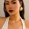 Pendientes de nicho estilo océano con concha de metal, joyería transfronteriza europea y americana, pendientes de rayas estilo frío versátiles retro para mujer