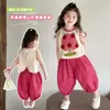 Conjunto de Verão para Meninas 2026 Novo Conjunto de Roupa de Verão Estiloso Conjunto de Duas Peças Estilo Verão Infantil Colete de Bebê Calça de Sino
