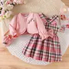 Camisa Larga Rosa de Otoño Nueva Europea y Americana de Amazon con Vestido a Cuadros Ropa Infantil Linda y de Moda para Niñas