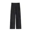 Pantalones cargo de paracaidista de estilo americano con costura dividida para hombre, otoño 2026, cintura elástica con cordón, corte recto de pierna ancha, pantalones casuales hasta el suelo
