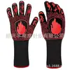 Guantes de protección laboral para barbacoa al aire libre, ignífugos, anti-quemaduras, anti-calor, silicona de doble capa, aislamiento térmico, resistentes a altas temperaturas de 500 grados