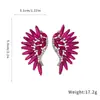 Aretes de Aguja Plateada con Alas Incrustadas de Diamantes y Diseño de Grano de Arroz, Estilo Europeo y Americano, Aretes de Botón Exquisitos y de Moda, Aretes de Temperamento Exagerado de Alta Gama, Venta al por Mayor