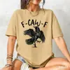 Camiseta de Algodón Talla Europea Transfronteriza F-Caw-F Cuervo Interesante Divertido Cuervo Camiseta de Algodón para Mujer Casual de Manga Corta