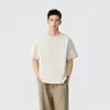 Camiseta de Manga Corta para Hombre Nueva de Verano 220g Estilo Japonés Textura Rayada Simple Cuello Redondo Holgada Casual Top para Hombre