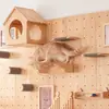 Accesorios para Marco de Escalada para Gatos con Tablero Perforado para Apartamentos Pequeños, Escalera de Escalada para Gatos que Ahorra Espacio, Casa para Gatos Montada en la Pared, Estante Integrado para Gatos, Tabla de Salto para Gatos