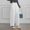 Pantalones de pierna ancha curvos de cintura alta a medida para otoño, versátiles, cortos, estilo nuevo 2026, sueltos y lisos para mujeres petite