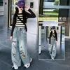 Nuevos Jeans de Pierna Ancha para Niñas de Primavera y Otoño Pantalones Rectos Estilo Vaquero para Niños Pantalones Grandes de Primavera y Otoño para Niños Pantalones Sueltos