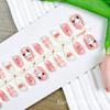 30 piezas uña postiza tamaño completo rosa lindo patrón de cuadros perro Pacca usando uña corta pieza de uña de estudiante desmontable