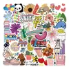 50 Pegatinas Rosas Lindas de Dibujos Animados, Decorativas Personalizadas para Equipaje Cuaderno, Pegatinas Impermeables Removibles Sin Repetir