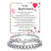 Conjunto de Cadena Cubana con Circonita Incrustada en Forma de Corazón para Pareja Anillo y Pulsera de Acero Inoxidable Lisos Regalo de San Valentín