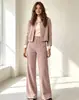 Conjunto de Duas Peças de Veludo Cotelê para Outono/Inverno 2026, Cardigã Curto Simples para o Dia a Dia + Calça Longa de Pernas Largas, Disponível em Várias Cores