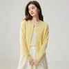 Cárdigan simple, versátil, de cuello redondo, con botones, de color liso. 35% cachemira, 65% lana. Cárdigan de punto de manga larga, nuevo para otoño/invierno