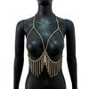 Accesorios de moda transfronterizos europeos y americanos, bikini sexy con diamantes de imitación geométricos, cadena para el pecho, cadena para el cuerpo con borlas brillantes