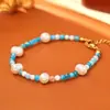 Pulsera de Piedra Ágata Natural y Perla de Agua Dulce, Fresca y Dulce, Moderna, de Alta Gama, Versátil, Pulsera Elegante, Joyería de Mano de Hada