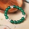 Pulseira de Agata Gelo Verde Natural Tripla Nobre para Escritório Cristal Branco Fosco Rato Dragão Macaco Boi Galo Cobra Pulseira de Calcedônia