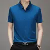 Camisas de Verano de Alta Gama para Hombre sin Costuras, Antiarrugas para Hombres de Mediana Edad, Camisas Lisas sin Planchado, Tops Casuales de Manga Corta para Hombre