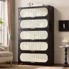 Cómoda Negra Estilo Mediados de Siglo Gabinete de Almacenamiento para Sala de Estar Dormitorio Gabinete de Almacenamiento Estantería Gabinete de Entrada Gabinete Estrecho Alto Multicapa