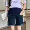 Shorts de maternidad para mujer, prenda exterior de verano, pantalones vaqueros anchos finos, jeans casuales de maternidad, pantalones de cintura alta versátiles de moda