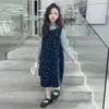 Roupa Infantil da Moda Vestido Colete Estilo Coreano Vestido para Meninas Vestido de Outono 2025 Nova Camiseta Básica para Meninas Fashion